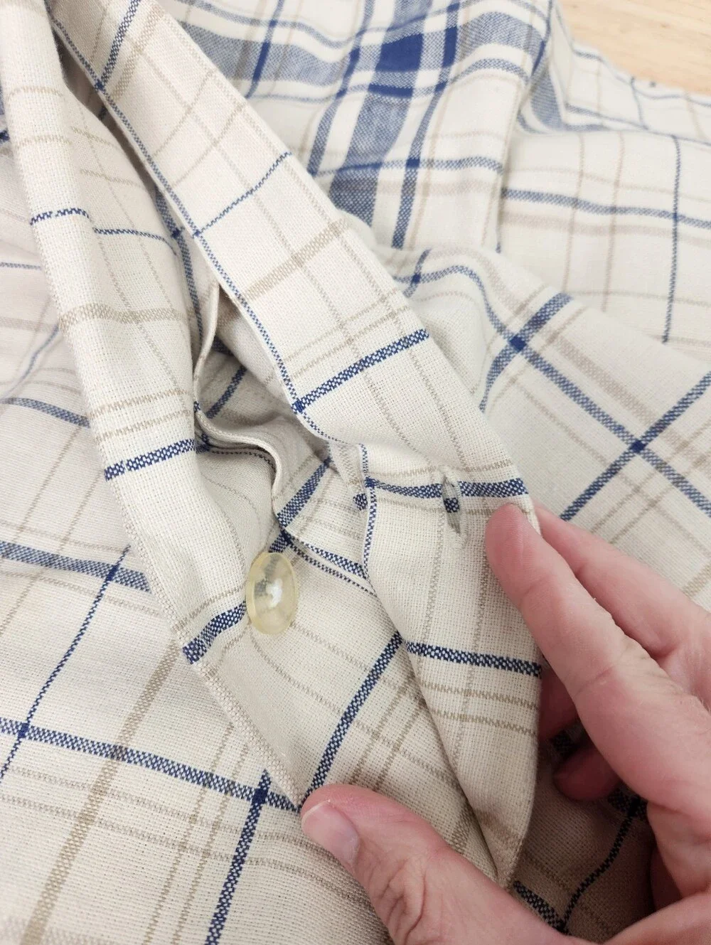 Pottery Barn Plaid King Duvet Linen Blend Floral NOS Cottage French Country Flaw